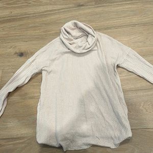 Cowl neck waffle knit sweater